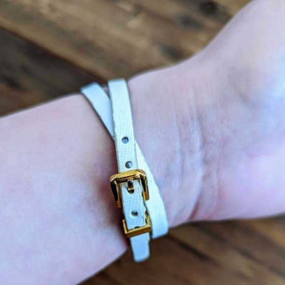 Michael Kors White Double-Wrap Leather Bracelet - Picture 8 of 10